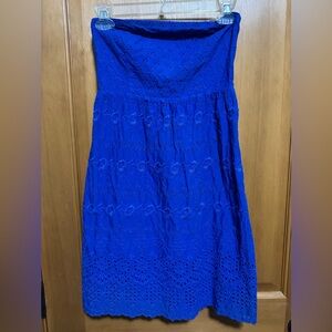 Old Navy Strapless Blue Eyelet Dress
